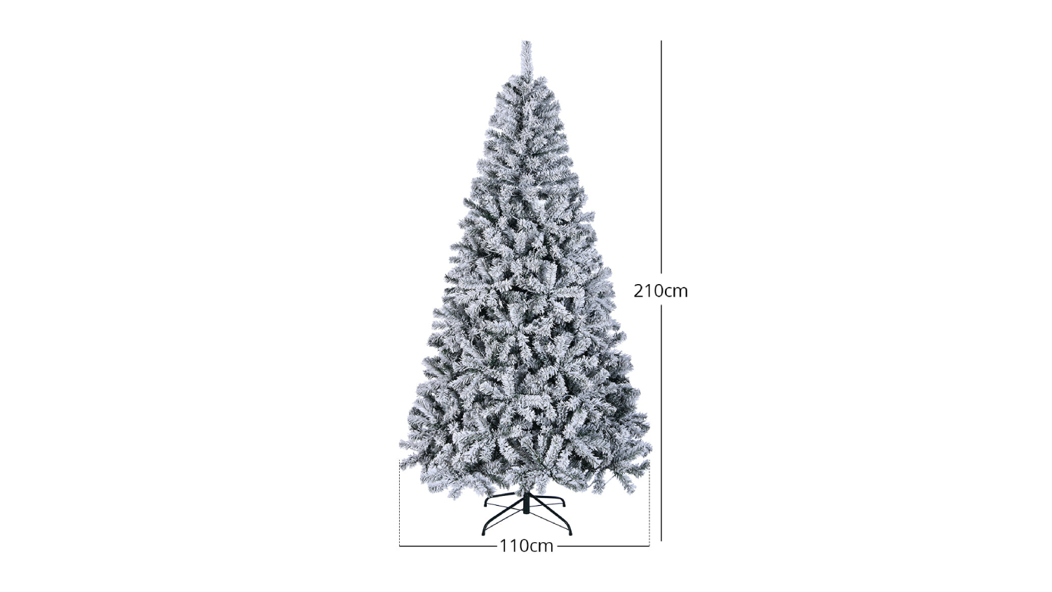 TSB Living Faux Christmas Tree with Flocked Frosted Tips, Warm LED Lights 210cm