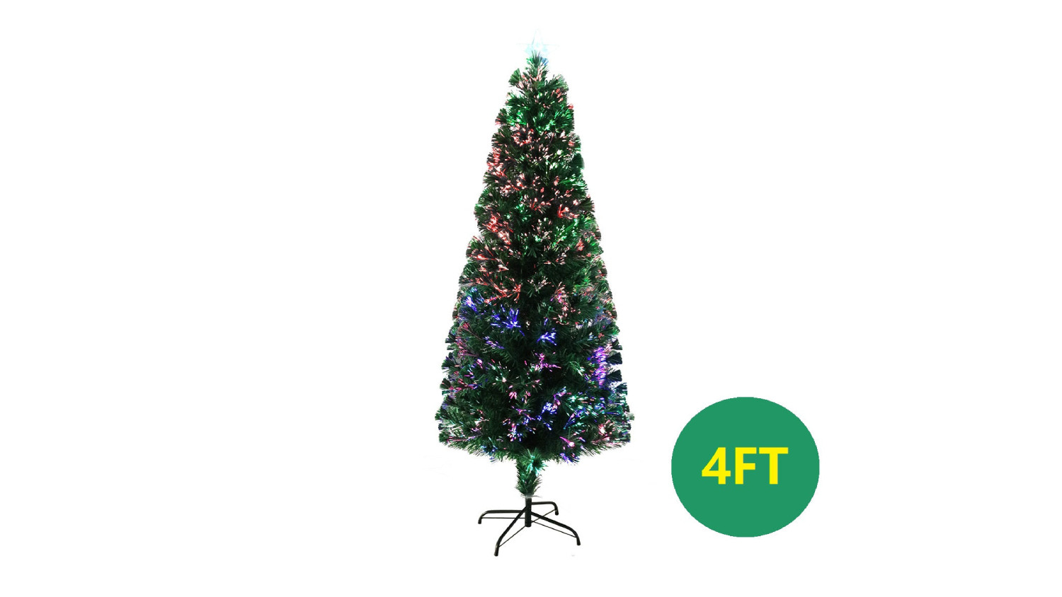 TSB Living Faux Christmas Tree with Star, Fiber Optic Lighting 120cm
