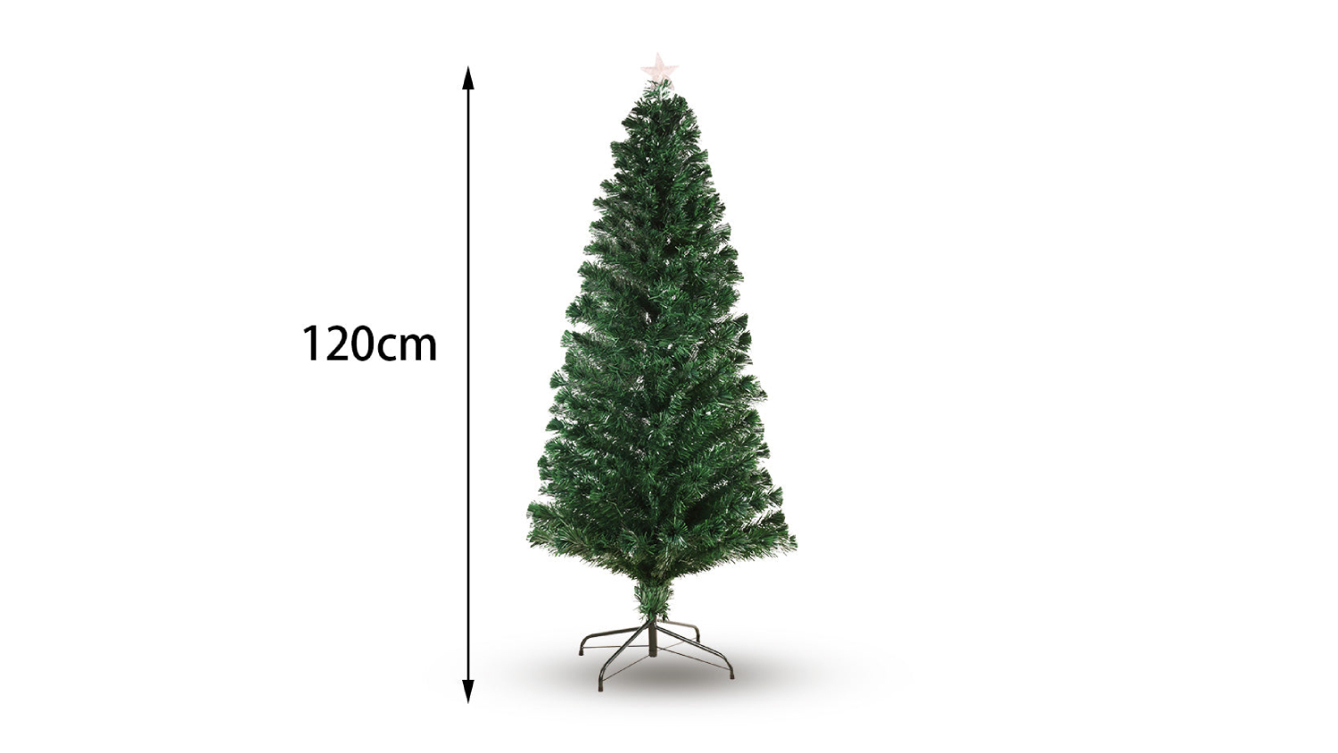TSB Living Faux Christmas Tree with Star, Fiber Optic Lighting 120cm