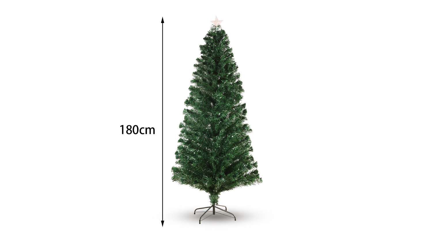 TSB Living Faux Christmas Tree with Star, Fiber Optic Lighting 180cm
