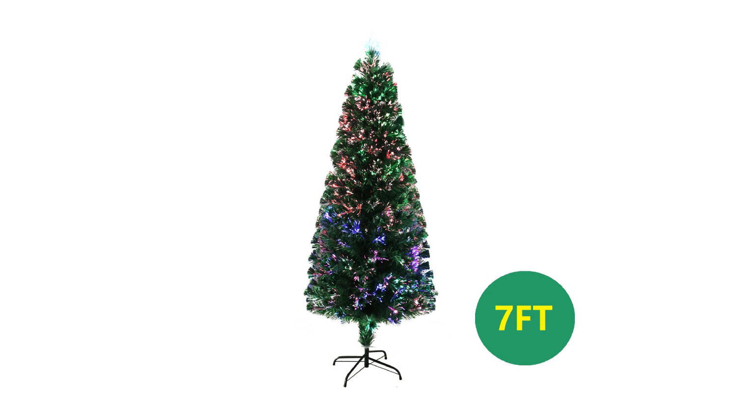 TSB Living Faux Christmas Tree with Star, Fiber Optic Lighting 210cm