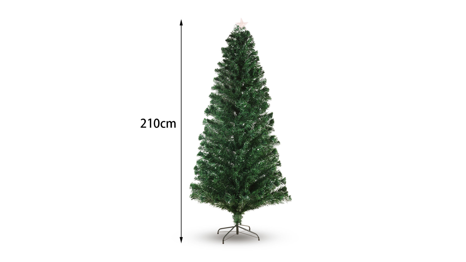TSB Living Faux Christmas Tree with Star, Fiber Optic Lighting 210cm