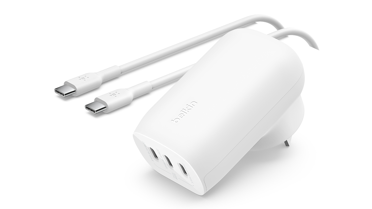 Belkin BoostCharge 67W 3-Port USB-C Wall Charger with USB-C to USB-C Cable - White (WCC002au2MWH-B6)