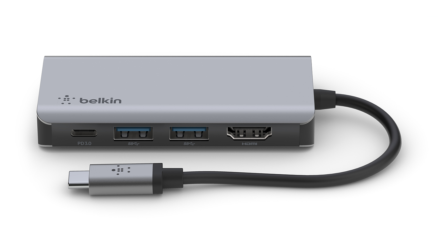 Belkin Connect USB-C 4-in-1 Multiport Hub - Grey (AVC006btSGY)
