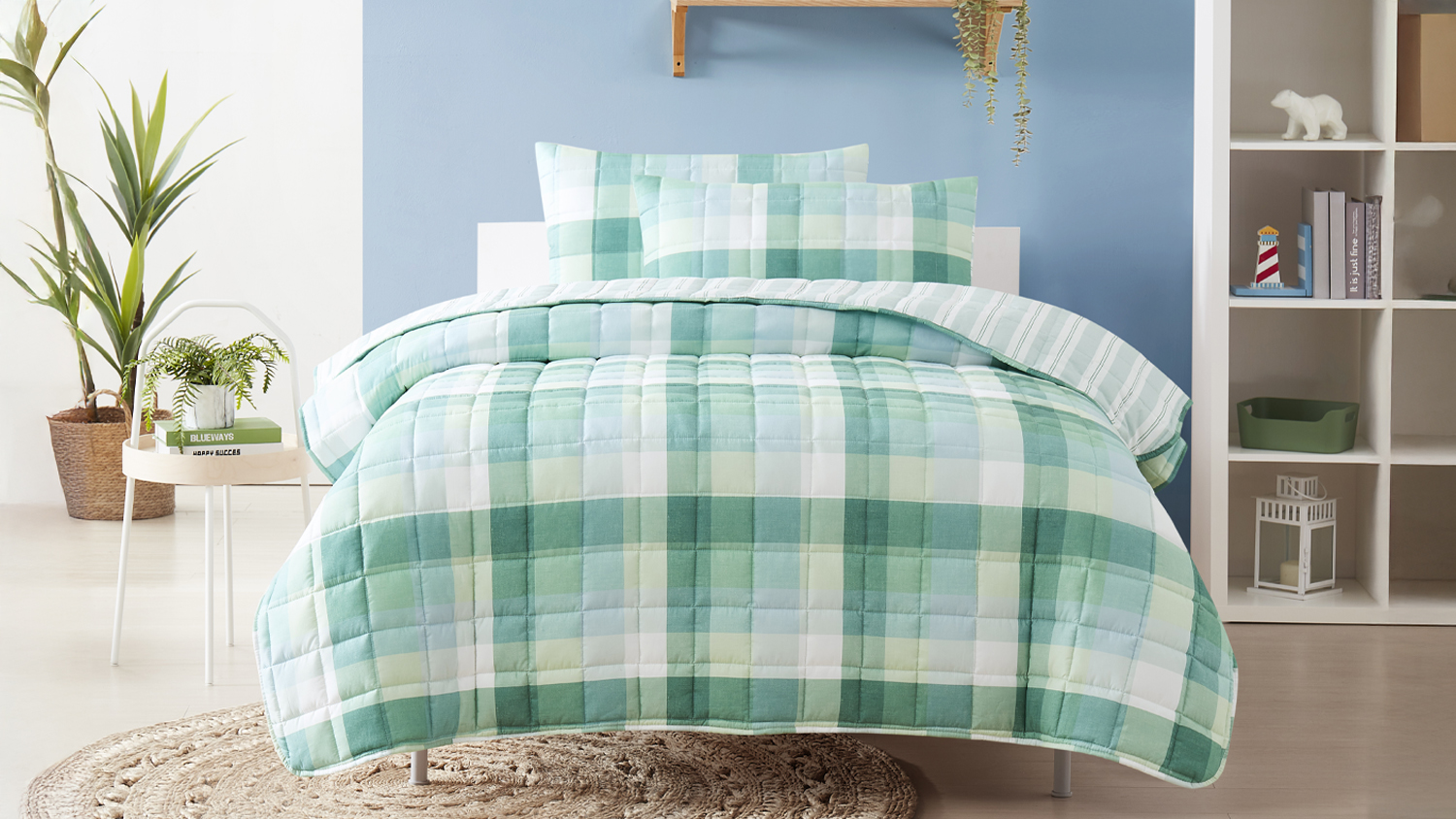 Memphis Check Green Comforter Set by Creative Colours