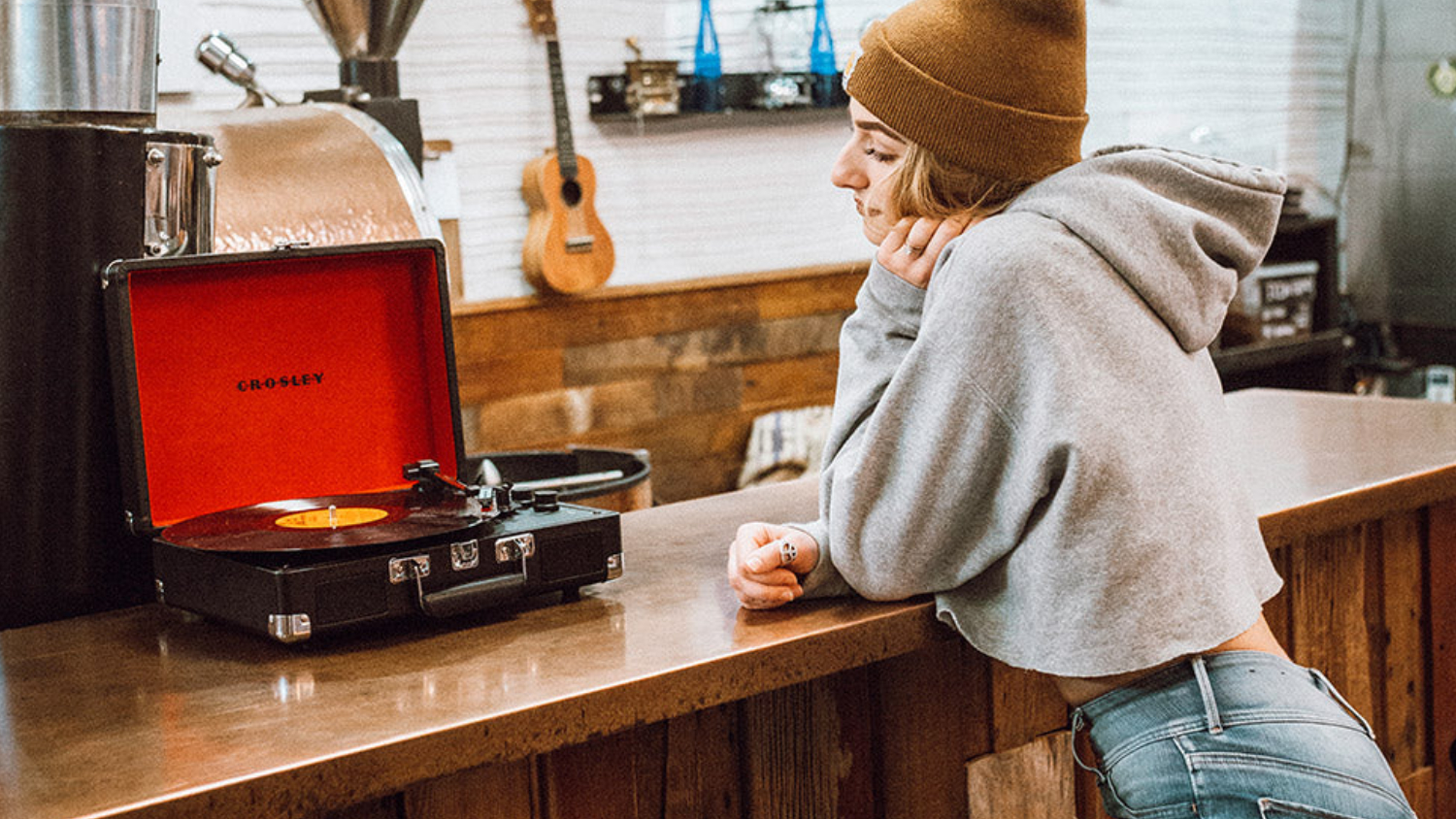 Crosley Cruiser Bluetooth Turntable with Crosley Record Storage Crate - Black