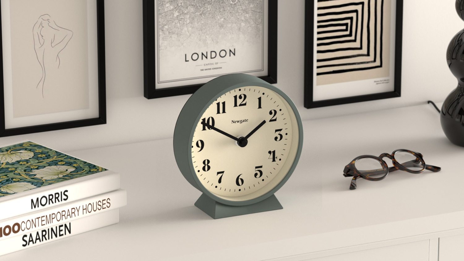 Newgate "Theatre" Classic Mantel Clock - Asparagus Green