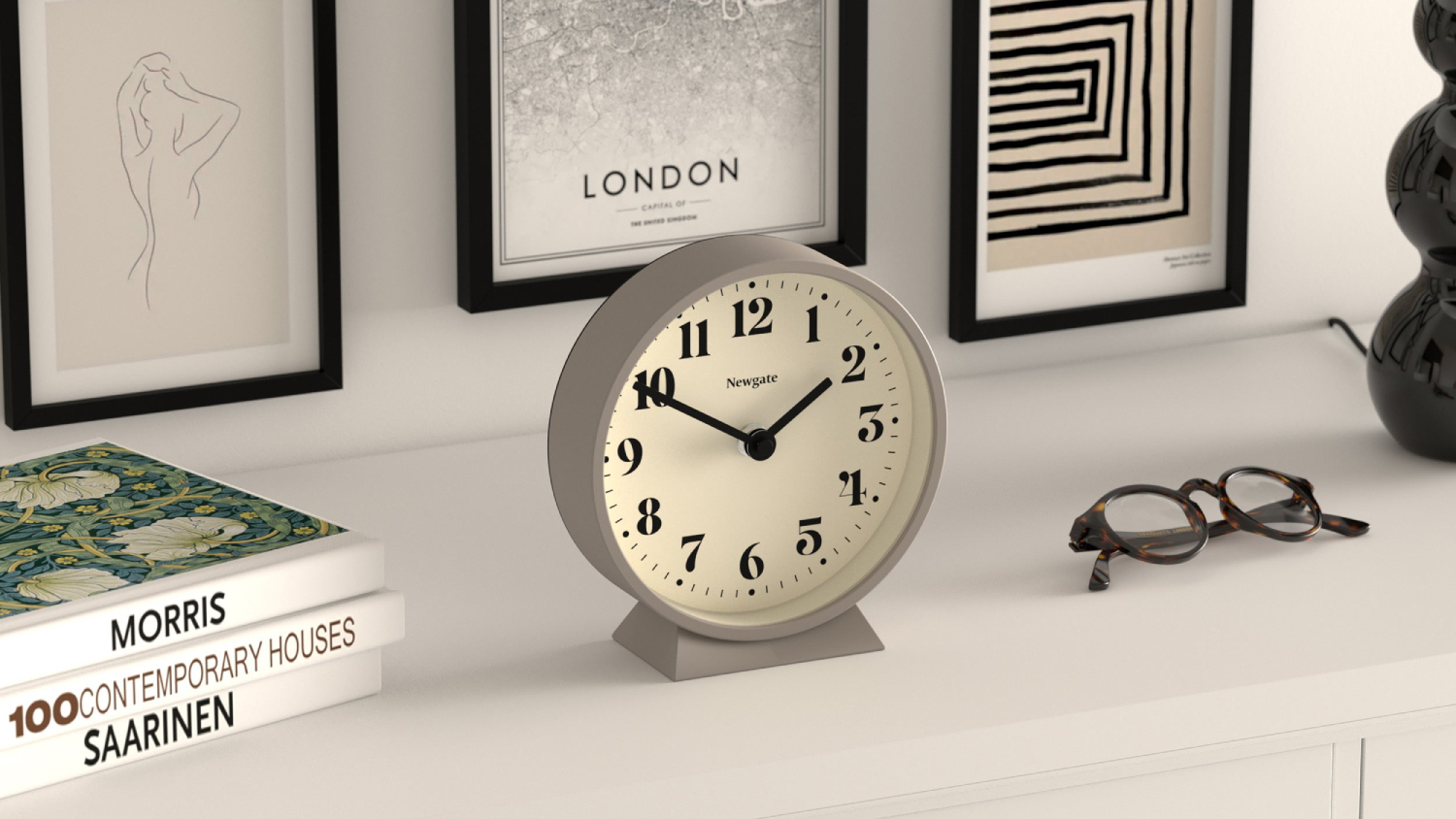 Newgate "Theatre" Classic Mantel Clock - Stone Grey