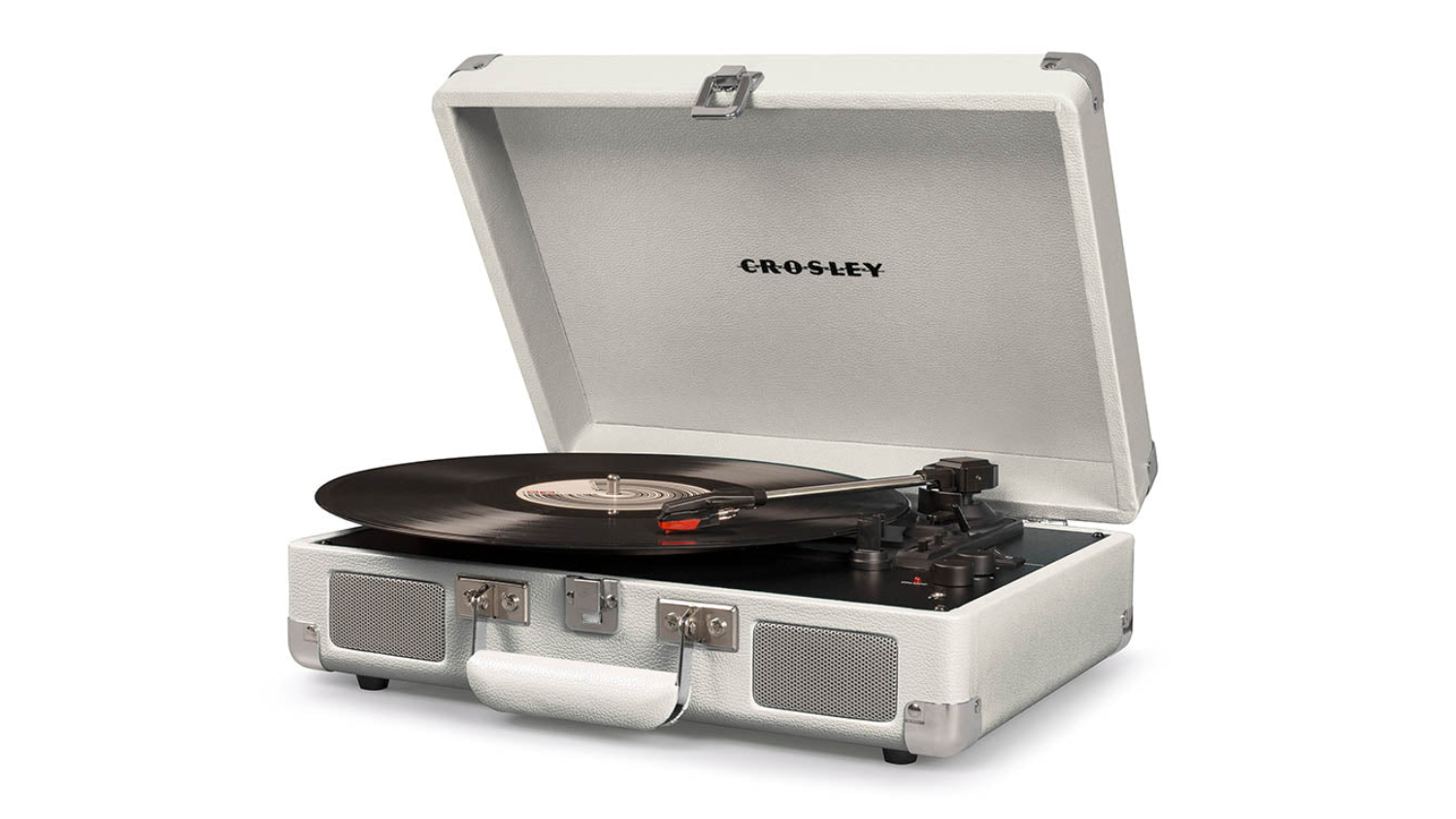 Crosley Cruiser Bluetooth Turntable with Crosley Record Storage Display Stand - White