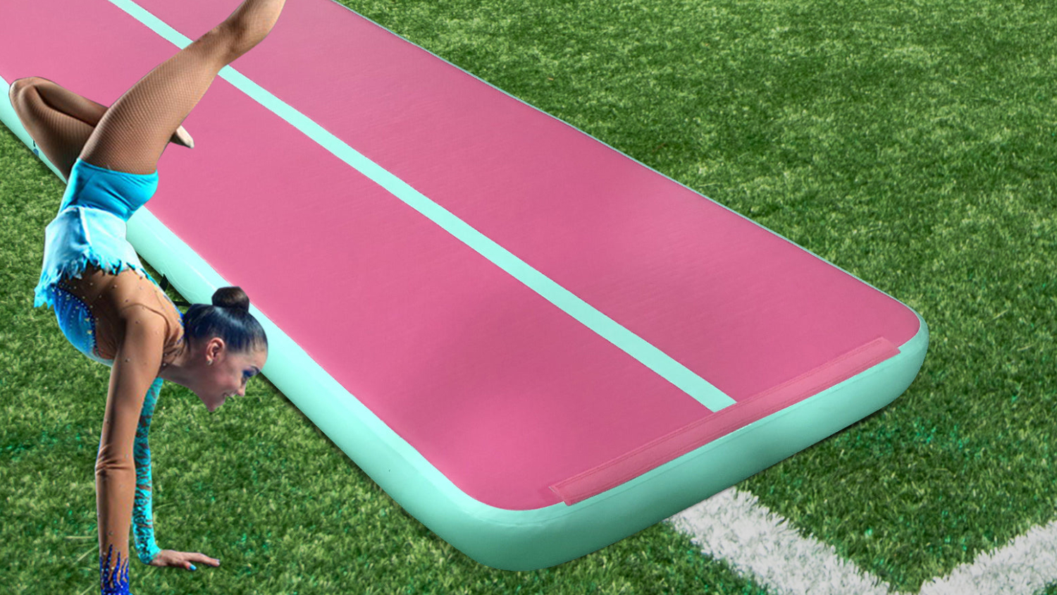 TSB Living Inflatable Gymnastics Air Track 5 x 1m - Pink/Green