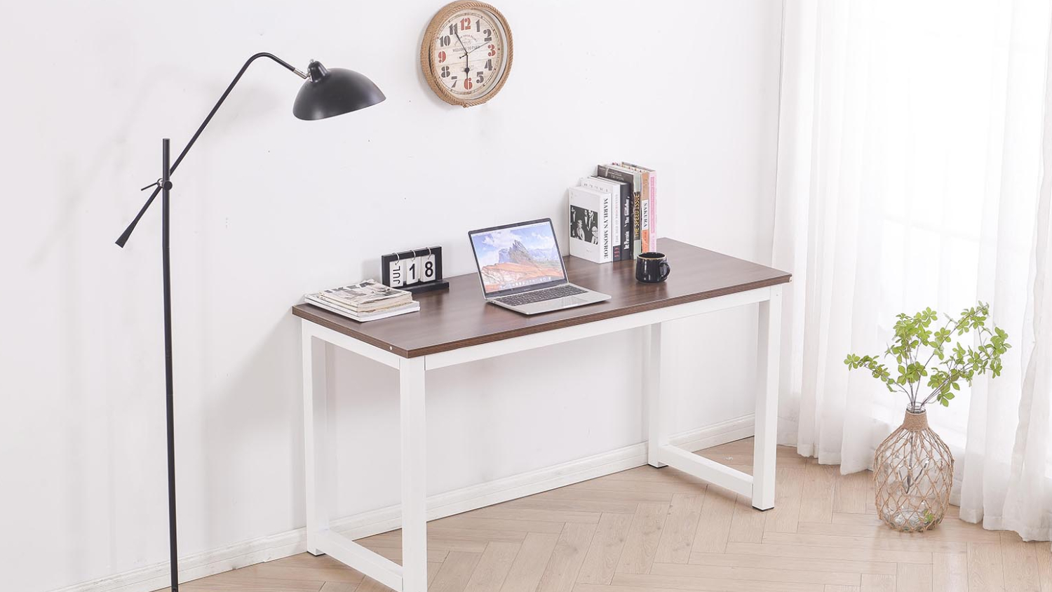 TSB Living Etan Desk 140cm - White/Walnut