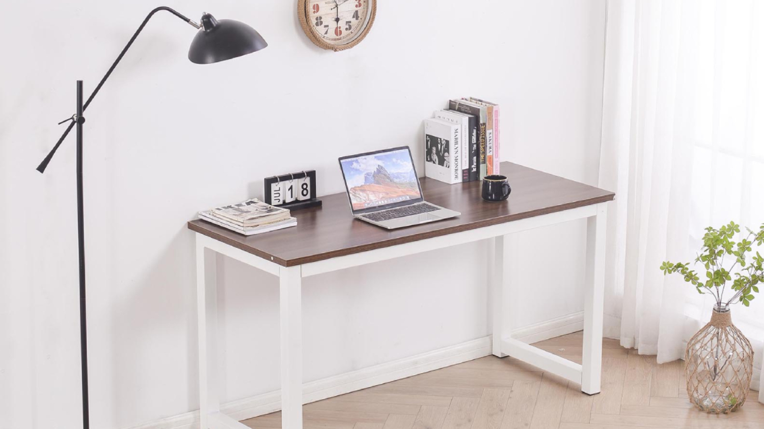 TSB Living Etan Desk 160cm - White/Walnut