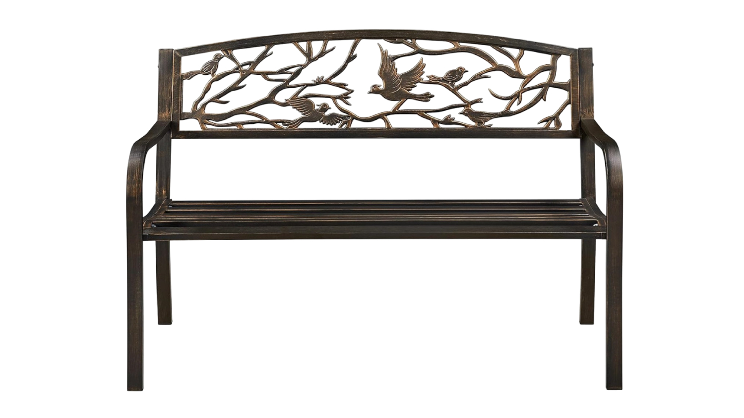TSB Living Arteferro Cast Iron Garden Bench - Bronze Winter Birds