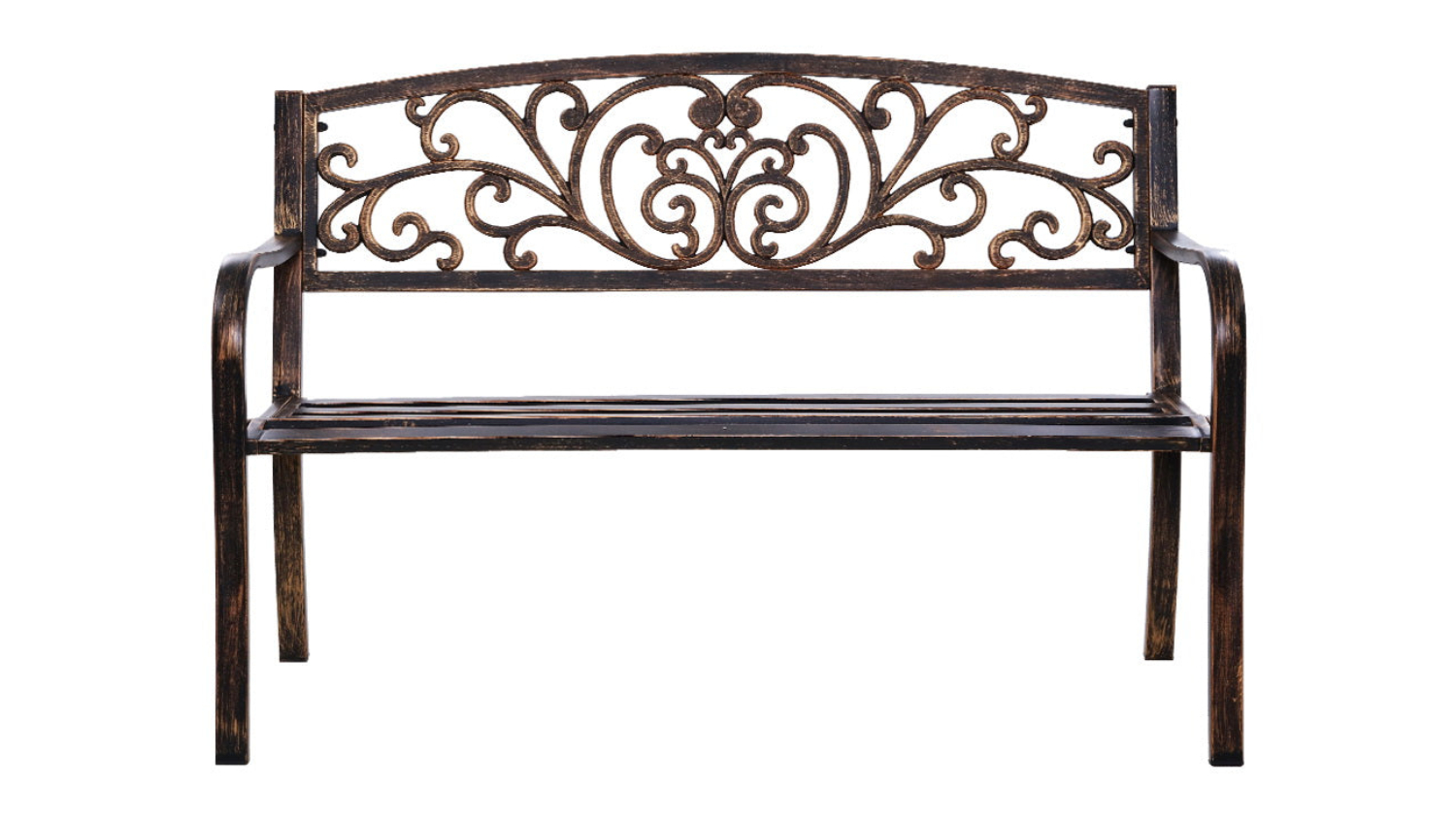 TSB Living Arteferro Cast Iron Garden Bench - Bronze Decorative Fronds