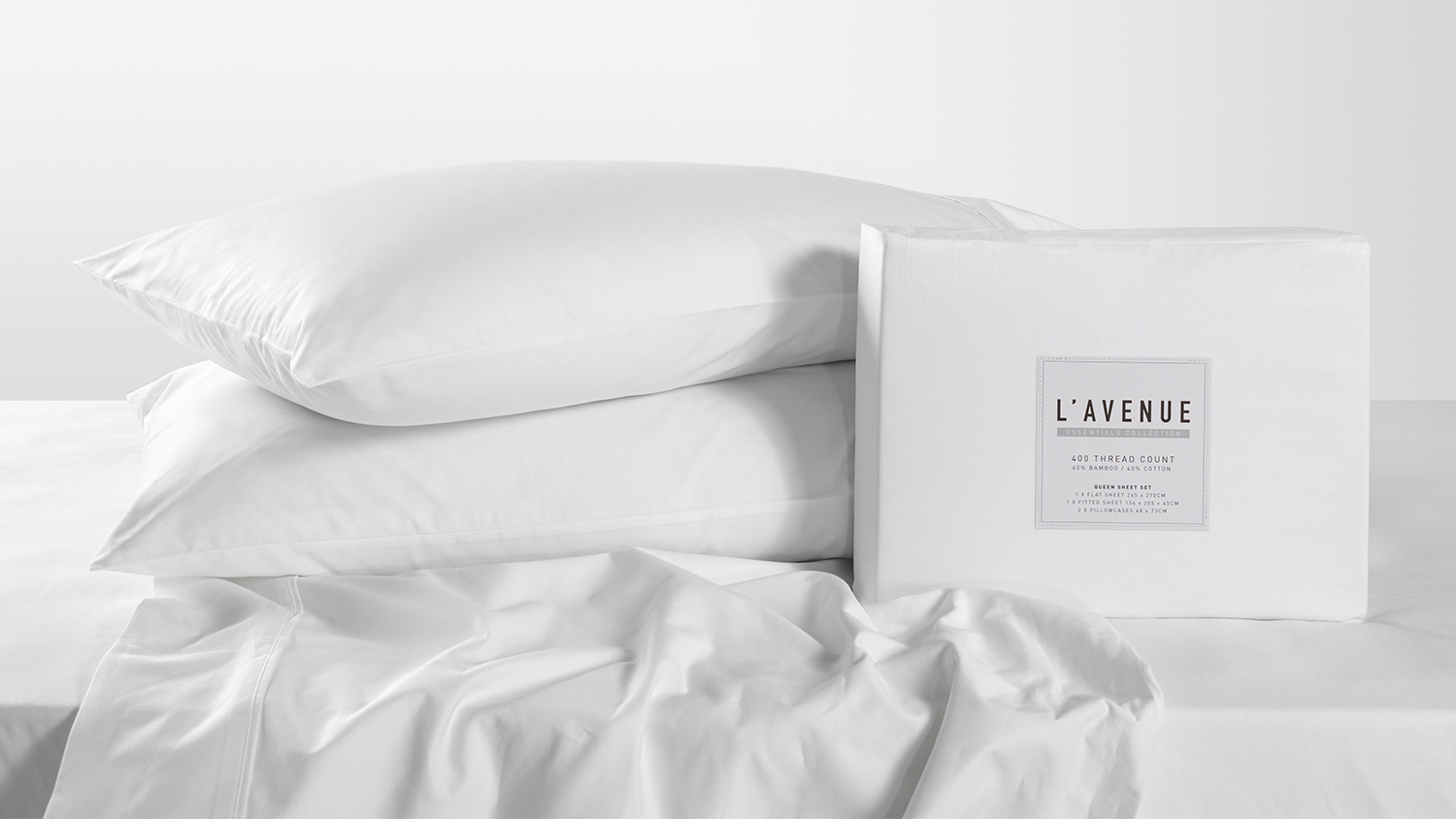 400TC Bamboo Cotton White Sheet Set by L'Avenue
