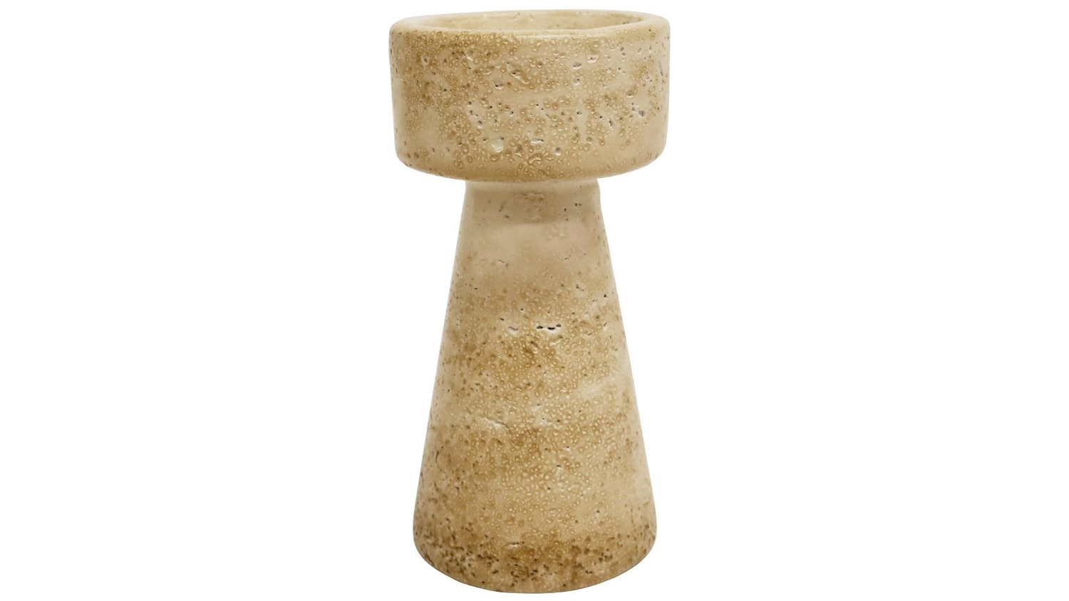 Travertine Look Beige Candle Holder - 25cm