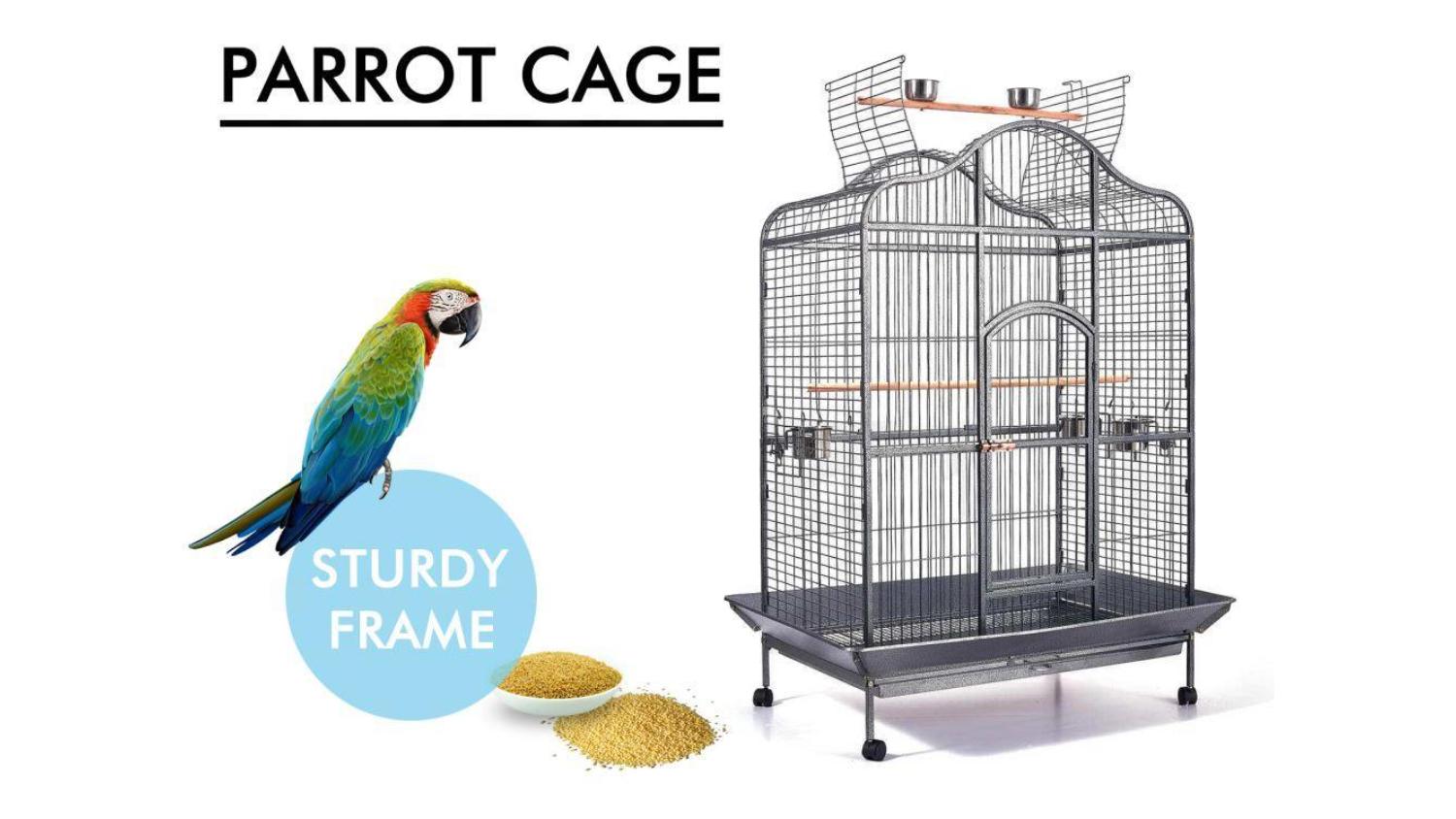 TSB Living Dome-Roof Bird Cage with Wheels, External Perch 181 x 103 x 70cm