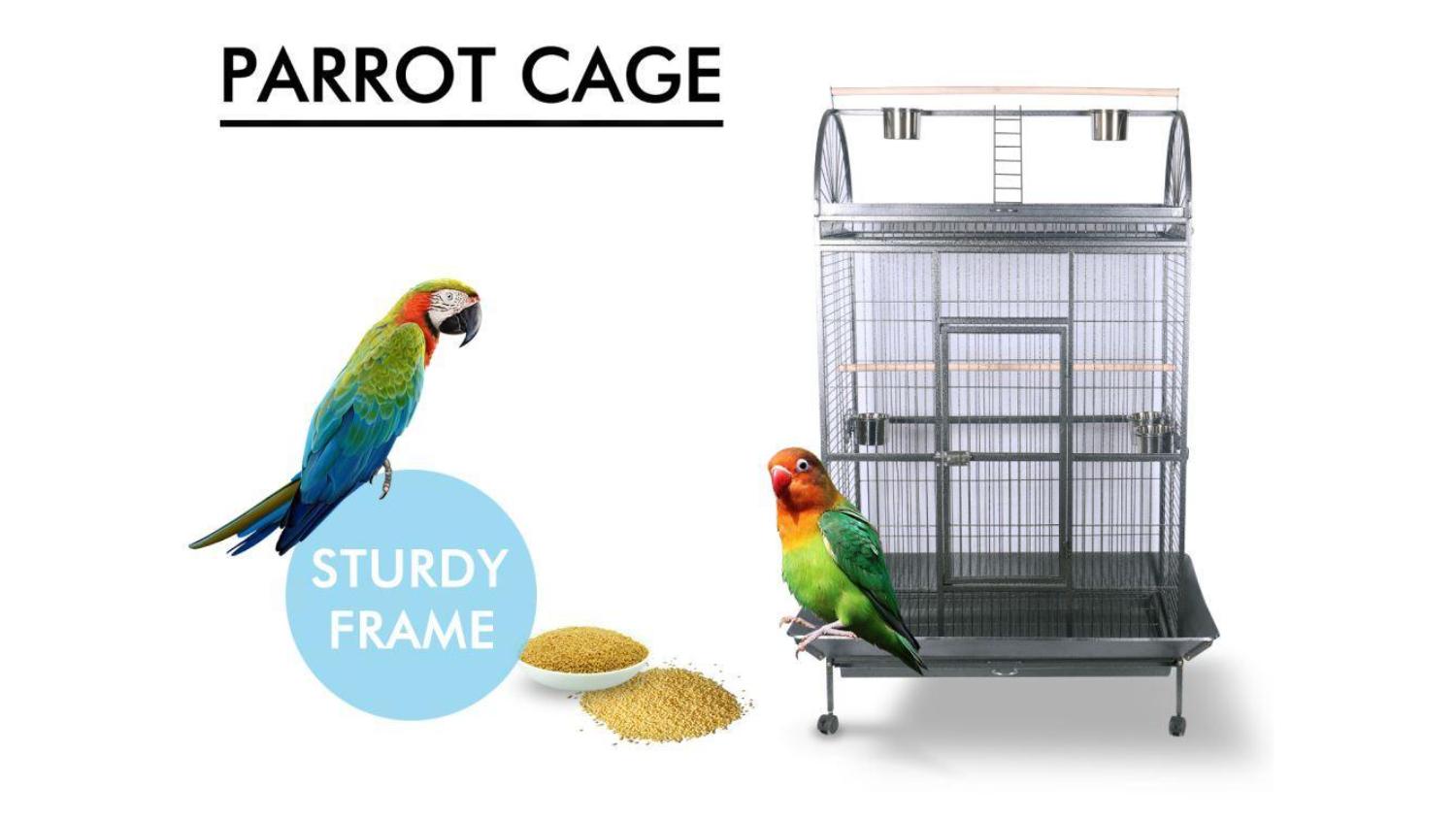 TSB Living Dome-Roof Bird Cage with Sliding Tray, Wheels, External Perch 178 x 102 x 61cm