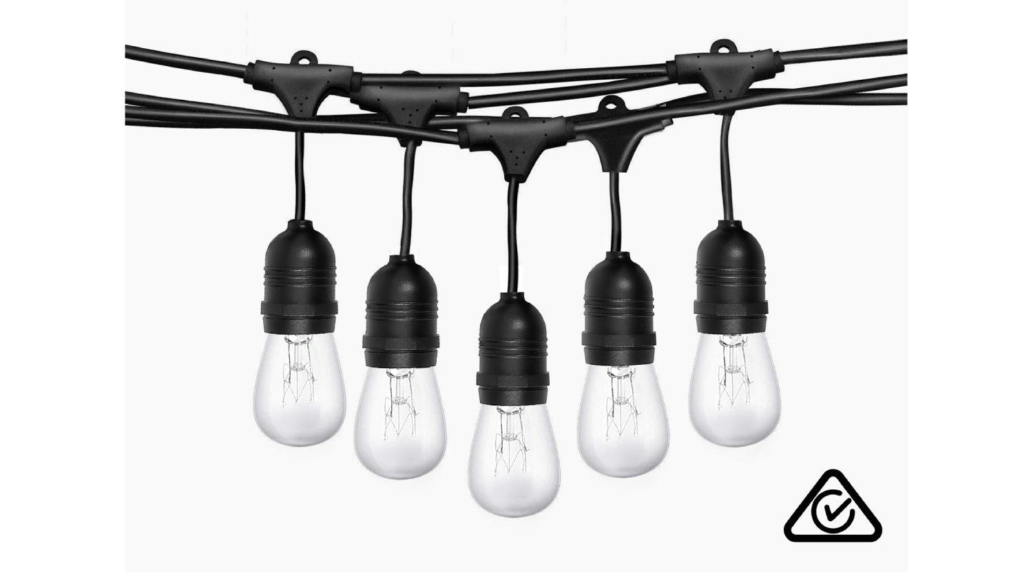 TSB Living Suspended Socket Tungsten Festoon Light String S14 11W 12m - Warm White