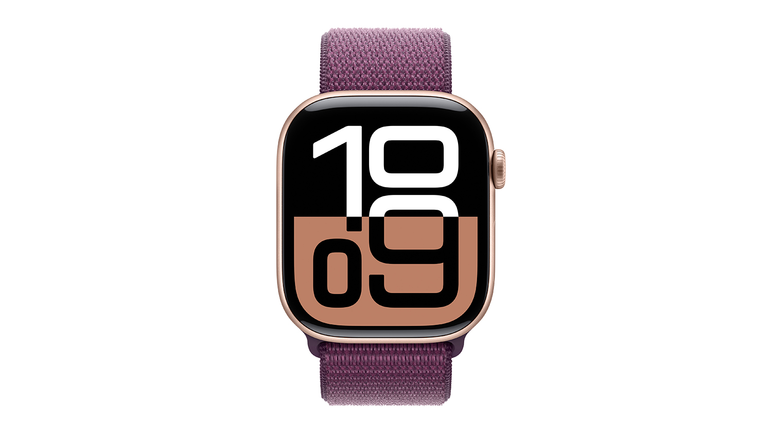 Apple Watch Series 10 - Rose Gold Aluminium Case with Plum Sport Loop (46mm, GPS, Bluetooth)