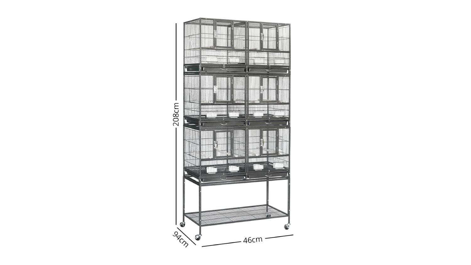 TSB Living Bird Cage System with Castors, Slide-Out Trays