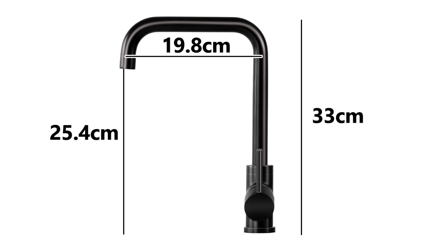 TSB Living Squared Swivel Kitchen Mixer Tap 33 x 19cm - Black