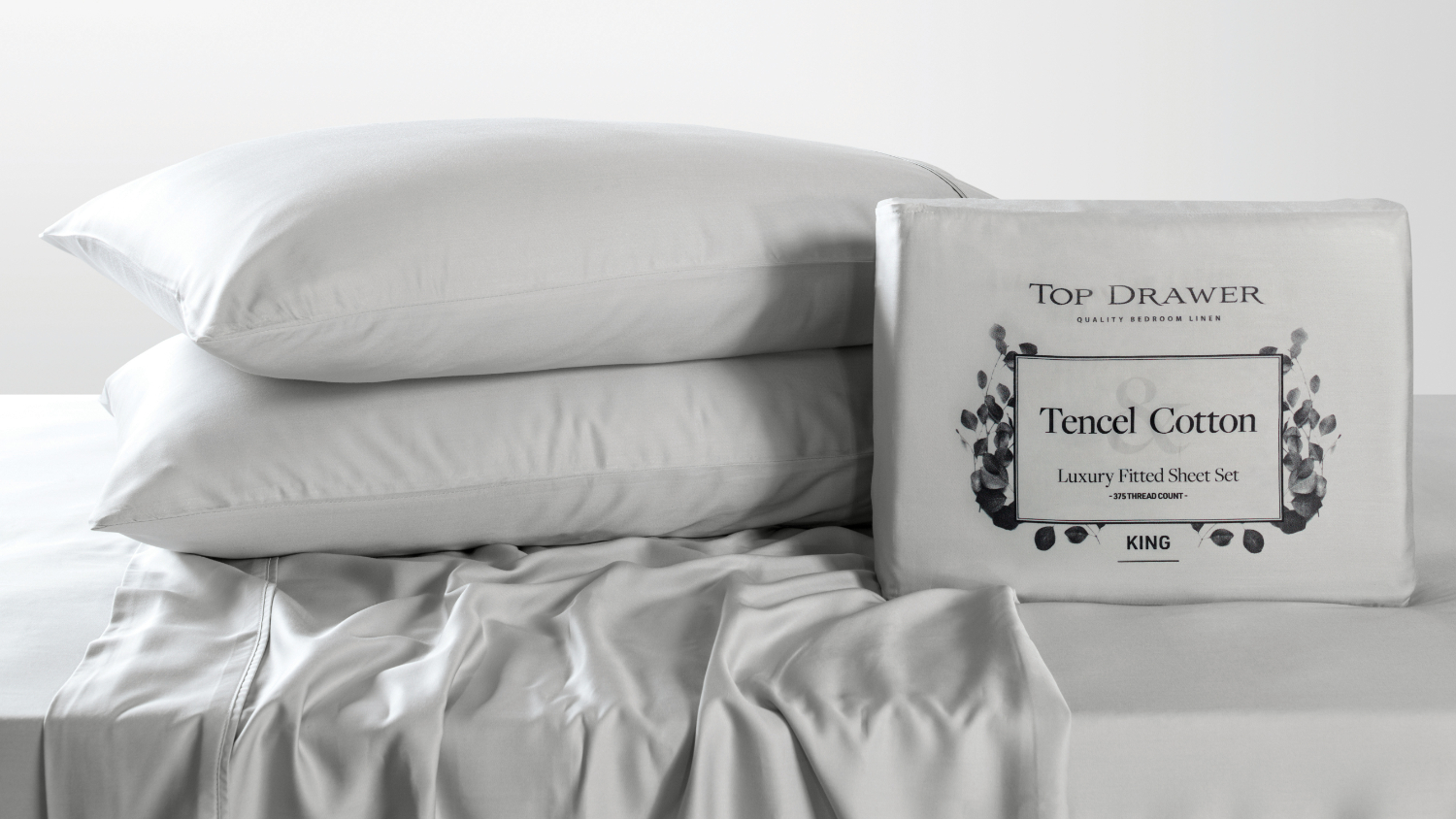 375TC Tencel Cotton Silver Sheet Set by Top Drawer