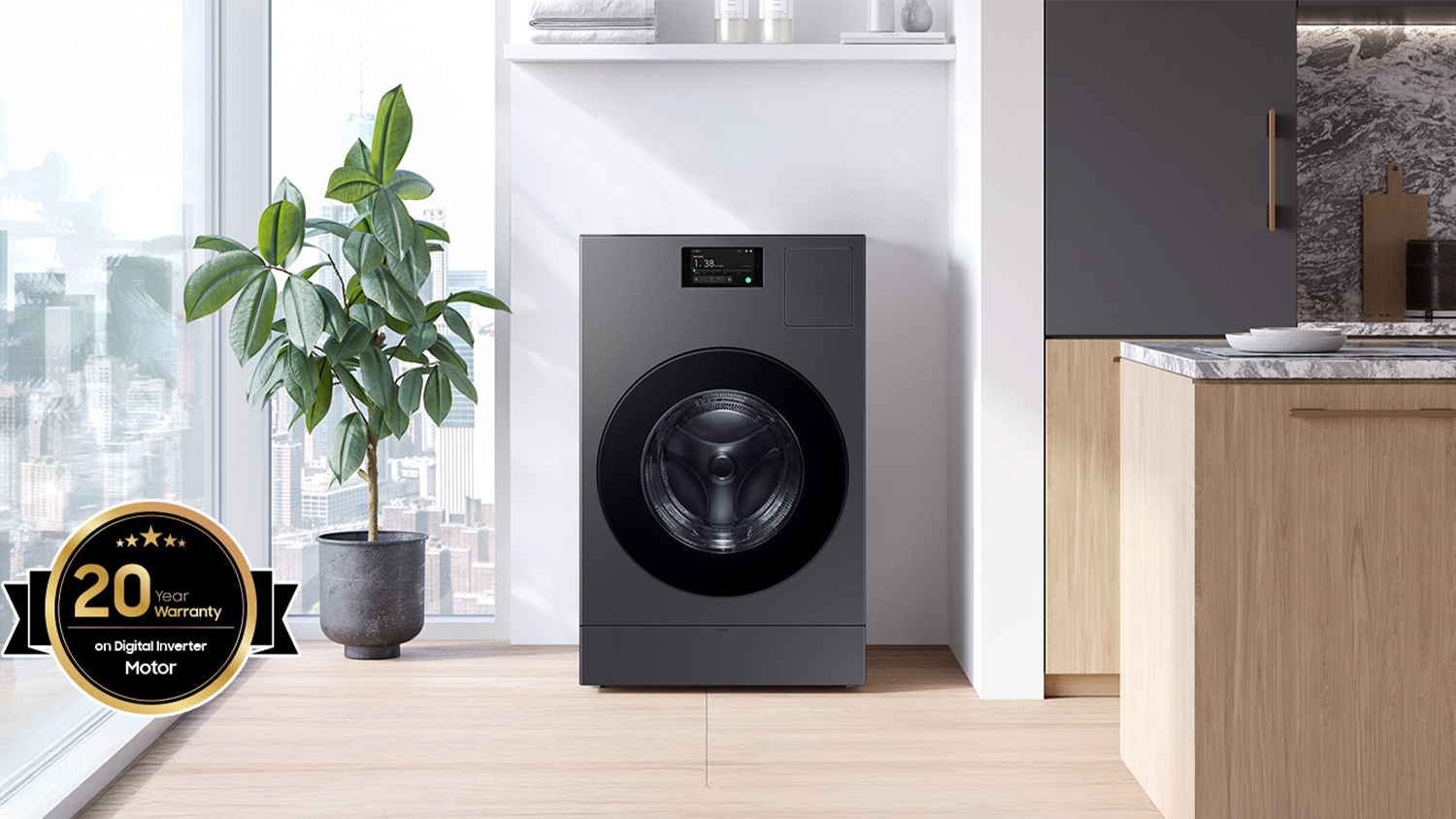 Samsung 18kg Front Loading Washing Machine & 10kg Heat Pump Dryer Combo - Dark Steel (Bespoke AI/WD18DB8995BZSA)