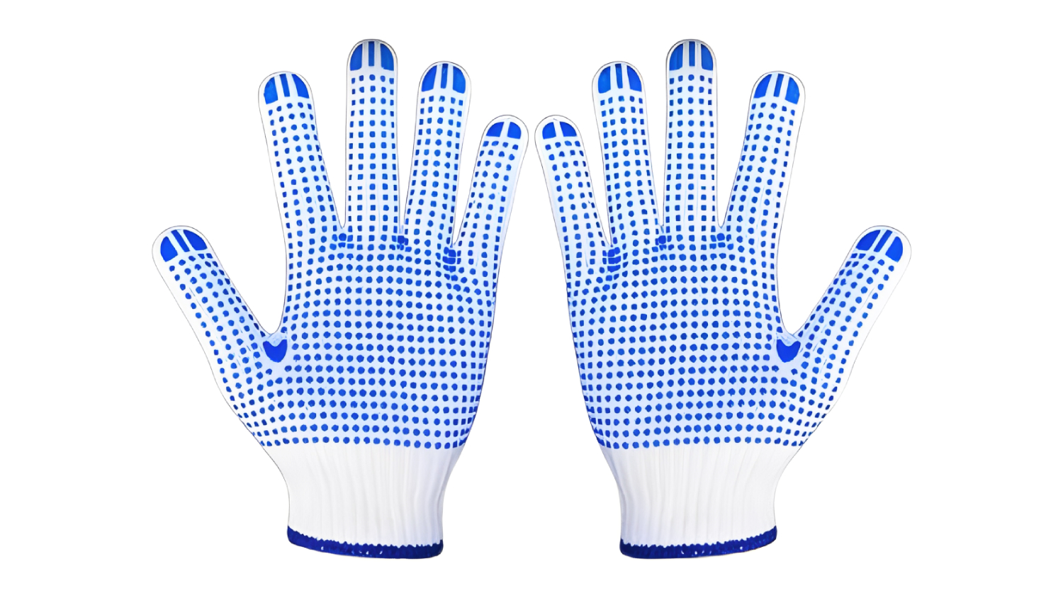 TSB Living Polycotton Gloves with PVC Grip Dots 12pcs. - Blue
