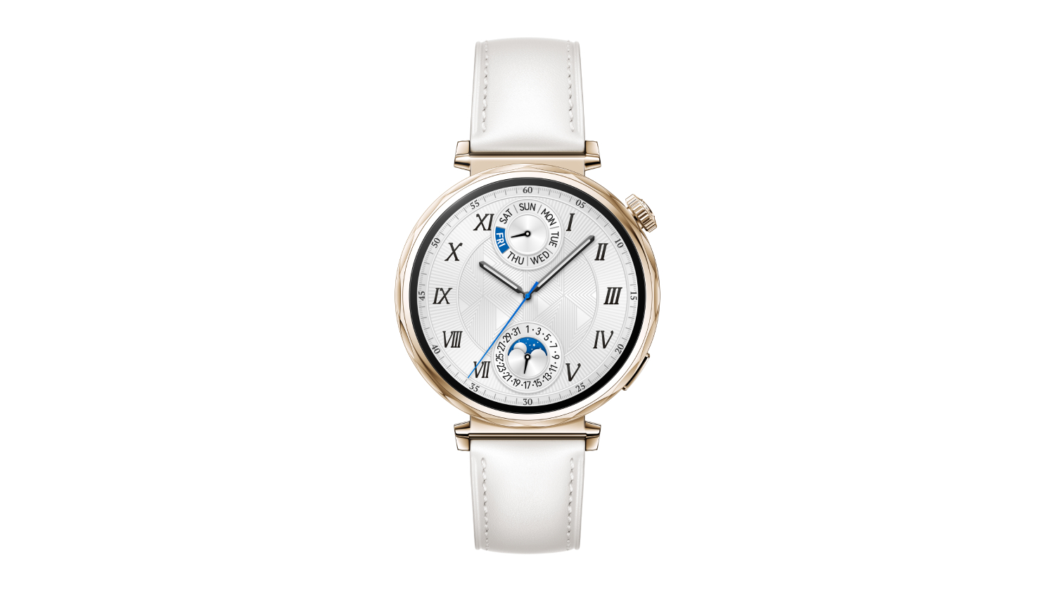Huawei Watch GT 5 Smartwatch - Stainless steel Case with White Composite Leather Strap (41mm Case, GPS, Bluetooth)