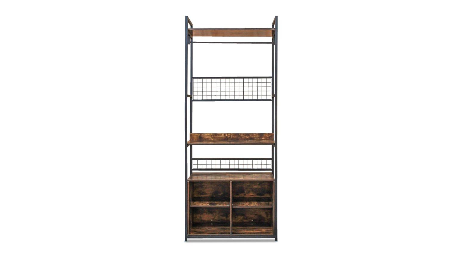 TSB Living "Laina" Garment Rack with Shelves - Dark Wood