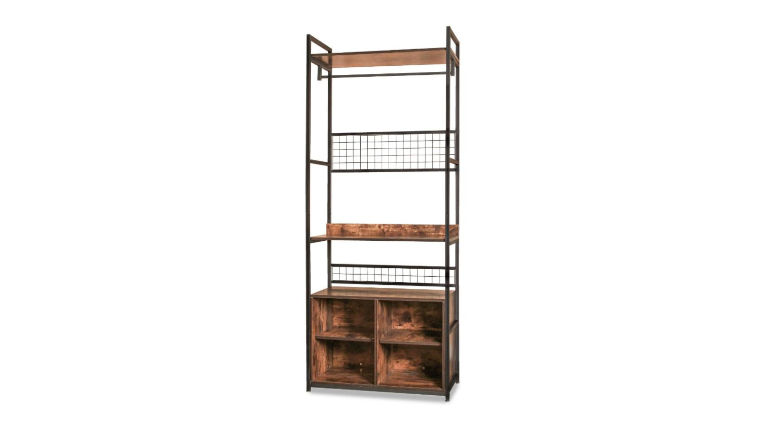 TSB Living "Laina" Garment Rack with Shelves - Dark Wood