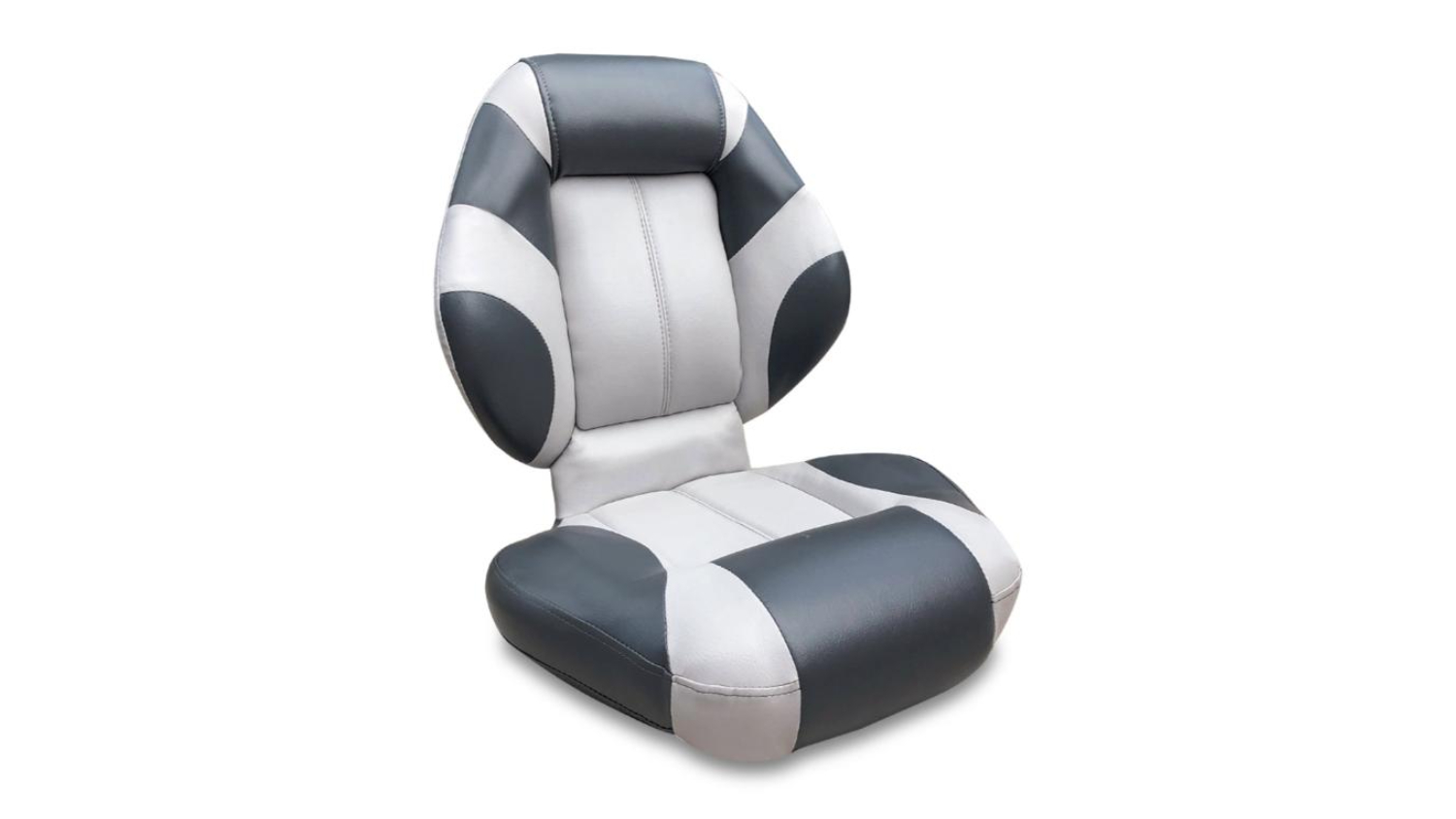 TSB Living Folding Swivel Capitan-Style Boat Seat - Grey/Charcoal