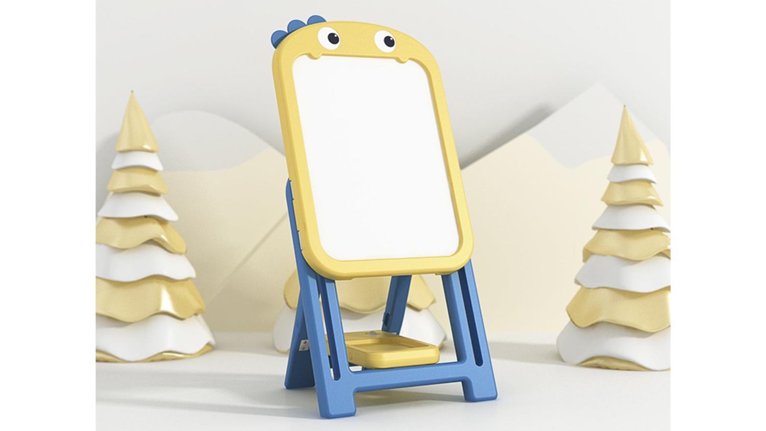 TSB Living Children's Magnetic Adjustable Sketching Easel - Yellow/Blue Dinosaur