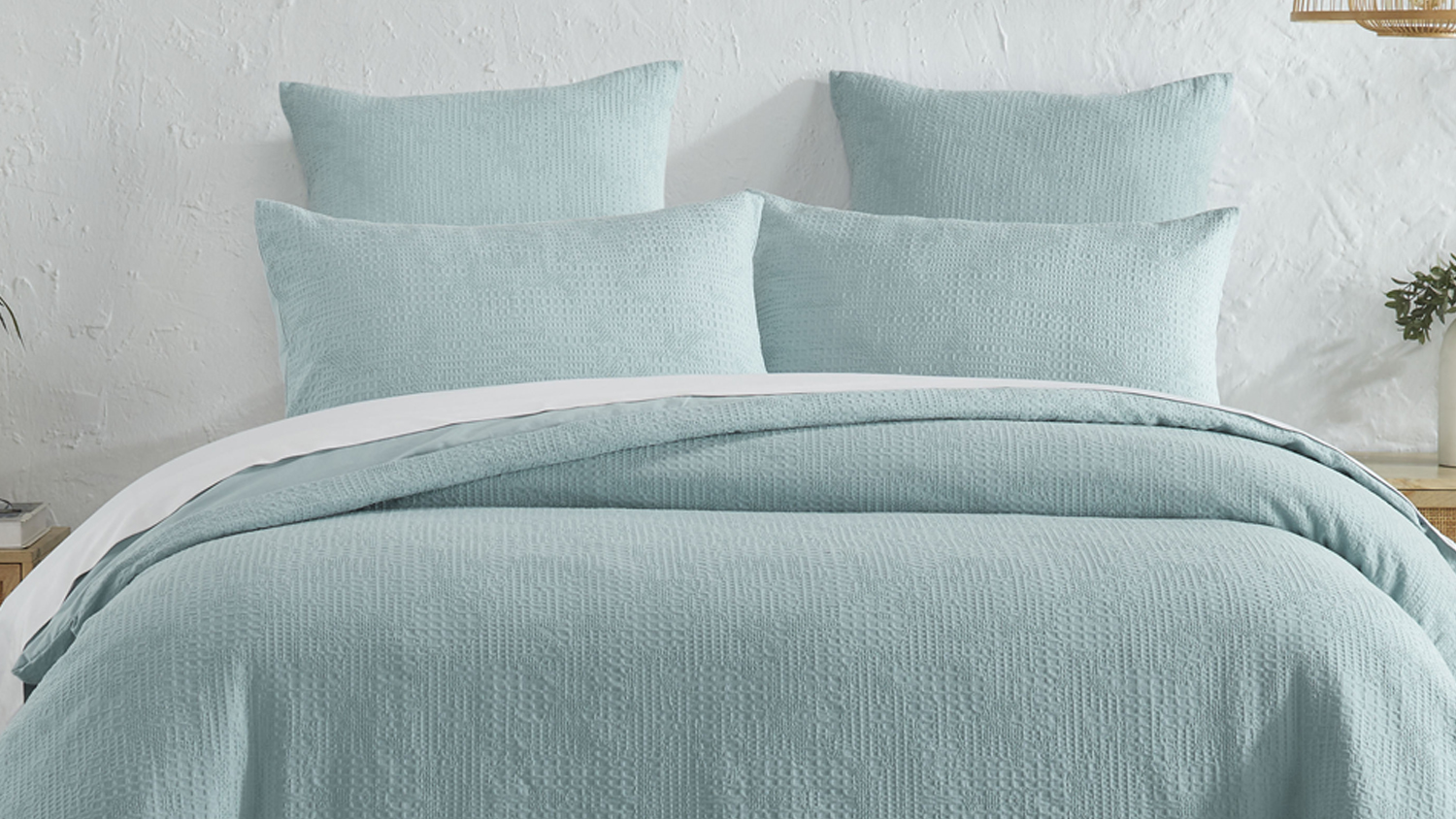 Tasman Waffle Duckegg Duvet Cover Set by L'Avenue