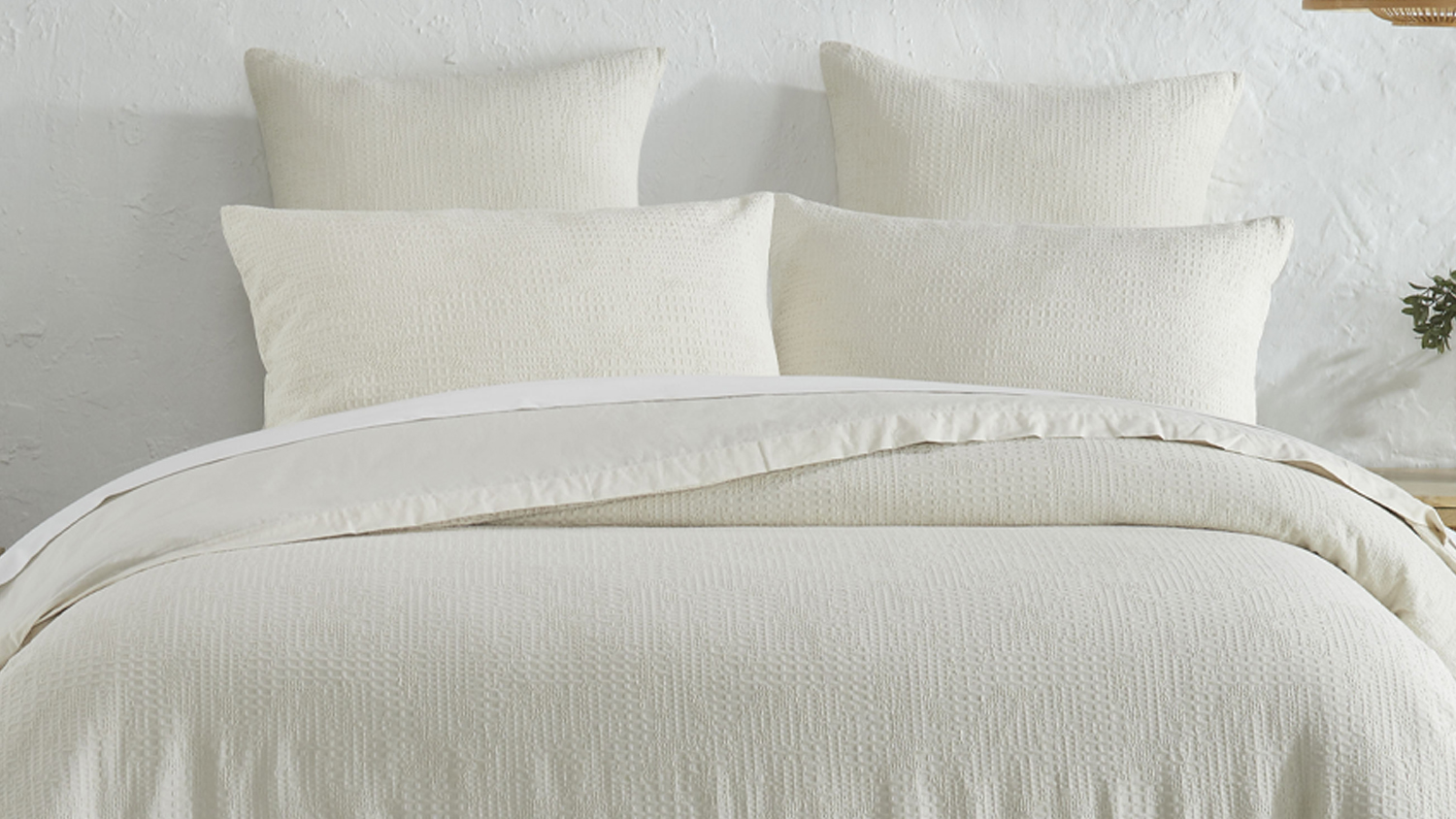 Tasman Waffle Natural Duvet Cover Set by L'Avenue