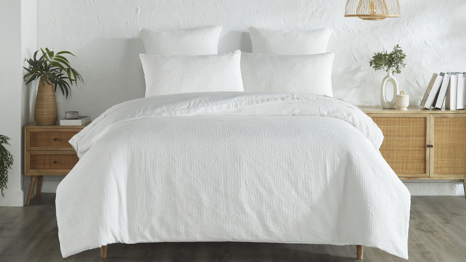 Tasman Waffle White Duvet Cover Set by L'Avenue