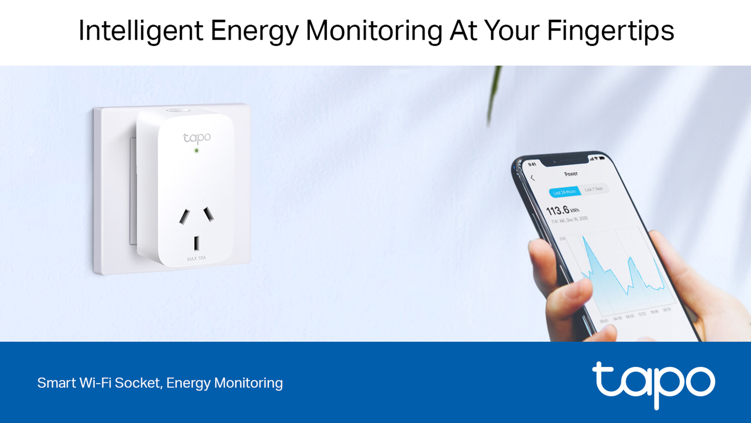 TP-Link Tapo P110M 10A Mini Smart Wi-Fi Plug with Energy Monitoring - 1 Pack (White)