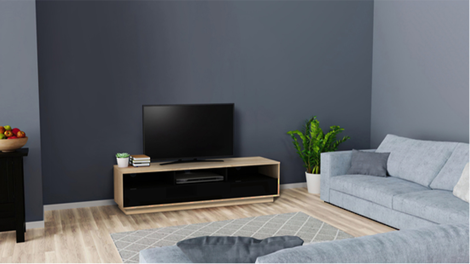 AVS 1.5m TV/AV Entertainment Centre Cabinet - Black (Moderna Series/MD1500SOB)