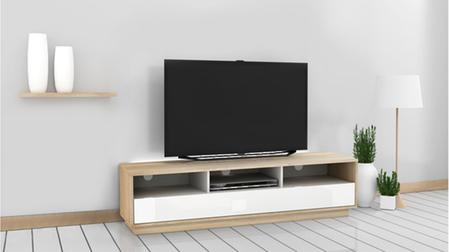 AVS 1.5m TV/AV Entertainment Centre Cabinet - White (Moderna Series/MD1500SOW)
