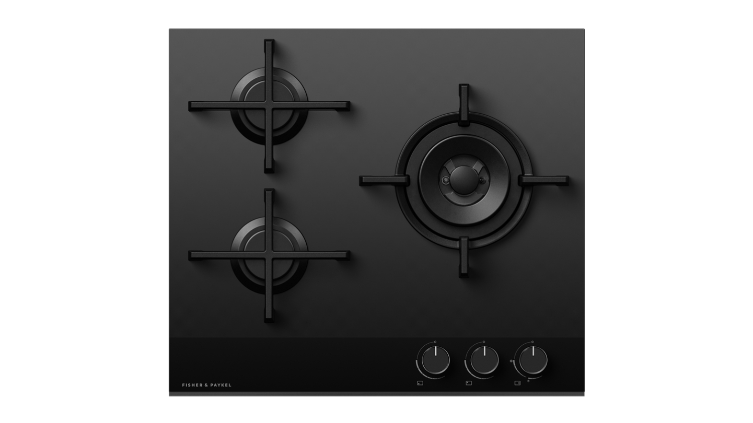 Fisher & Paykel 60cm 3 Burner Gas Cooktop - Black Glass (Series 9/CG603DNGGB4)