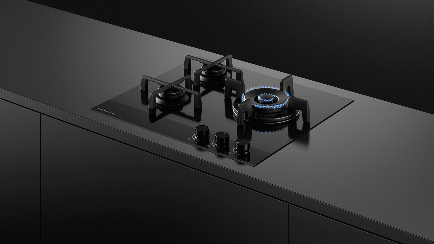 Fisher & Paykel 60cm 3 Burner Gas Cooktop - Black Glass (Series 9/CG603DNGGB4)