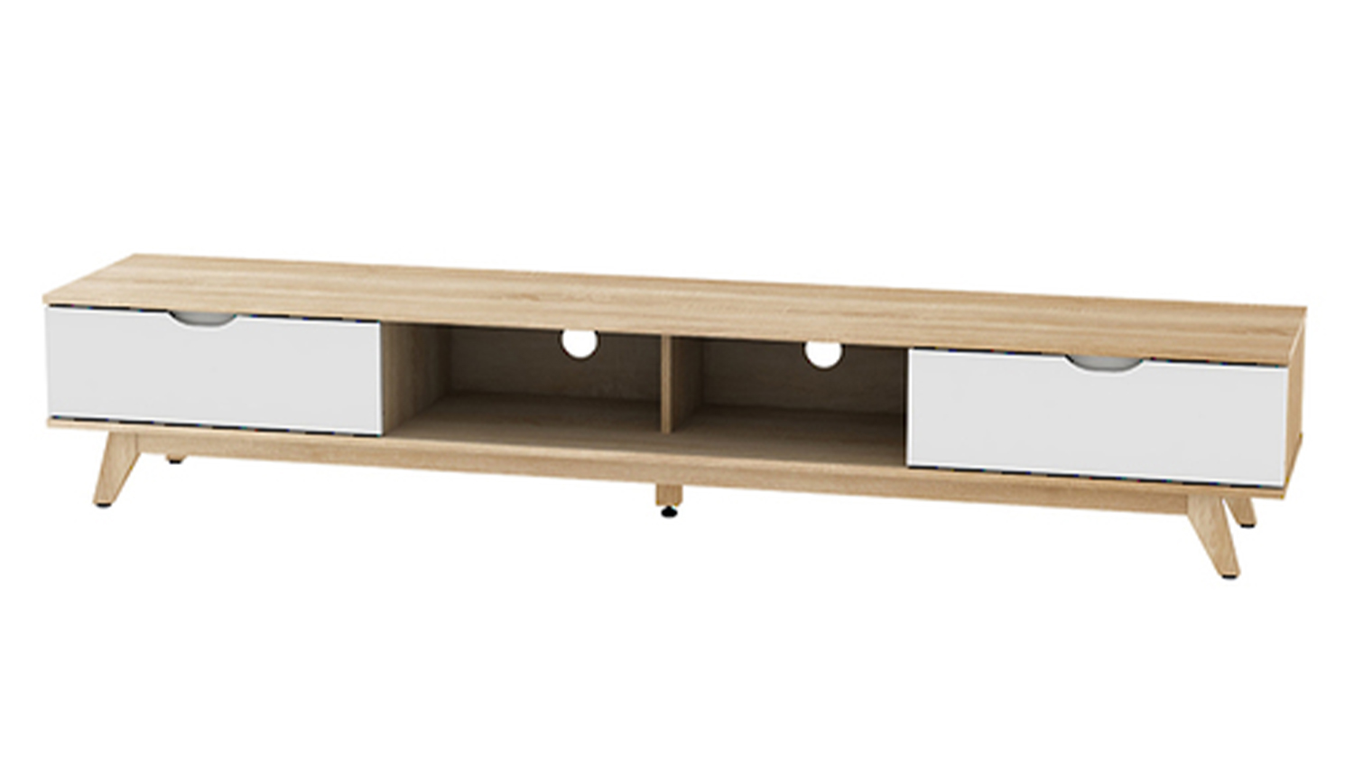AVS 2m TV/AV Entertainment Centre Cabinet - White & Oak (Superlow Series/SL2000SOWS)