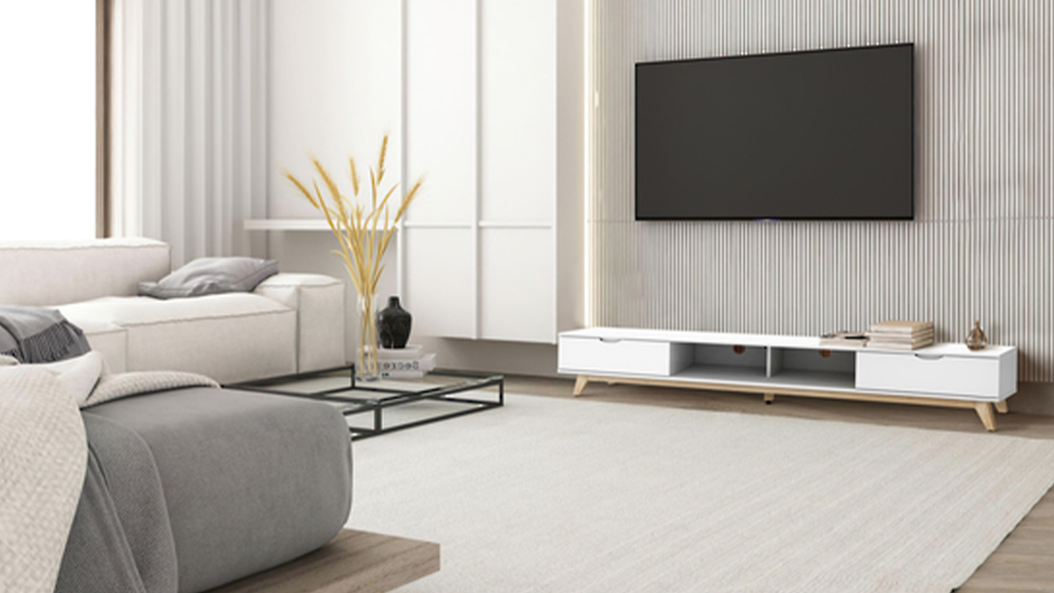 AVS 2m TV/AV Entertainment Centre Cabinet - White (Superlow Series/SL2000WWS)