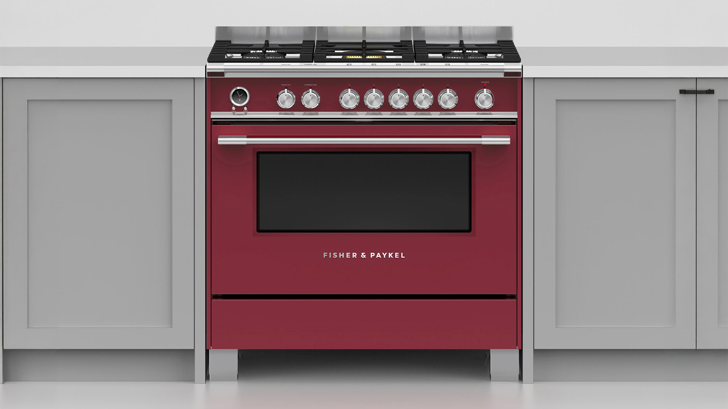 Fisher & Paykel 90cm Dual Fuel Freestanding Oven with Gas Cooktop - Red (Series 9/OR90SCG6R1)
