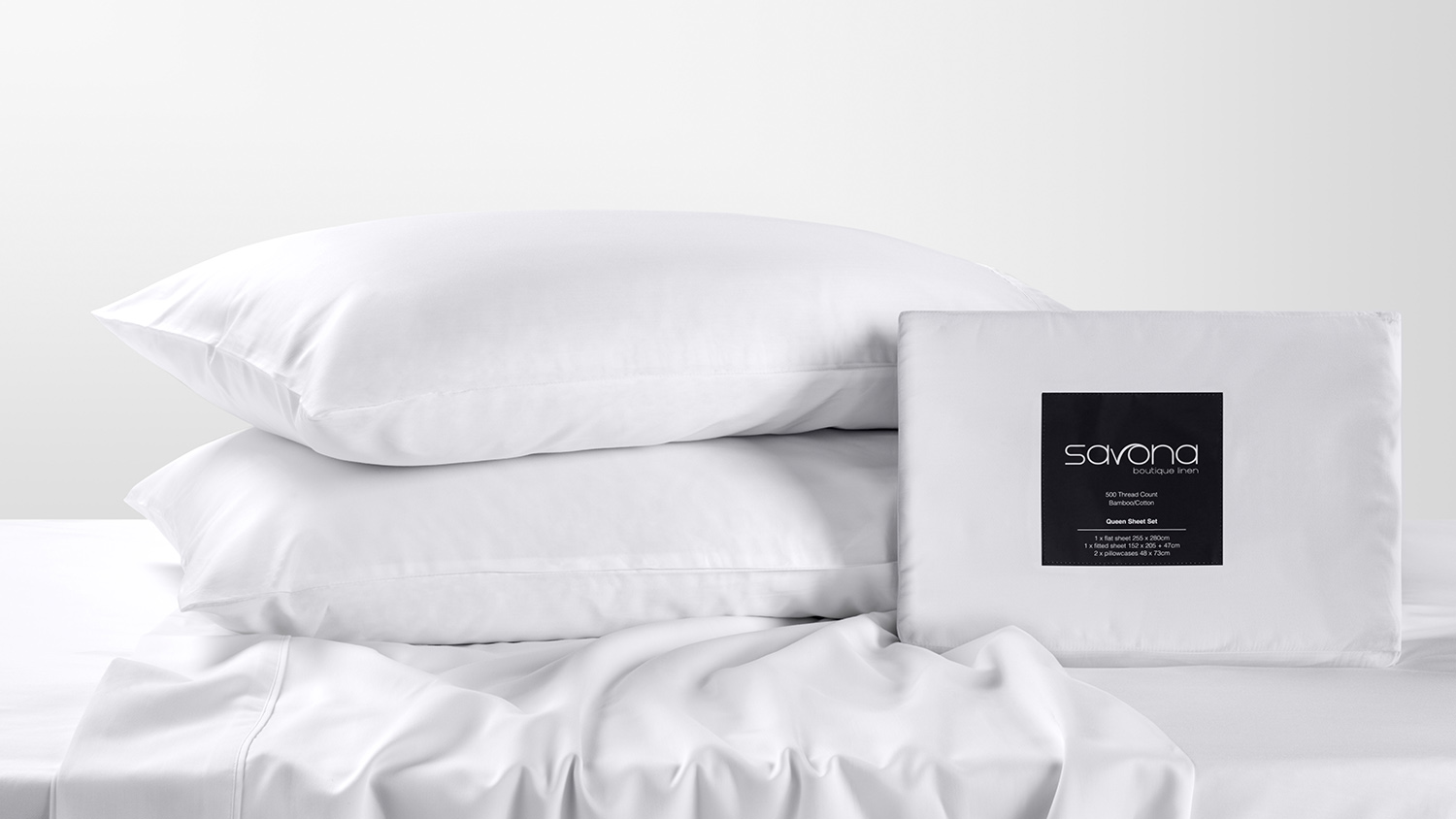 500TC Bamboo Cotton Blend White Sheet Set by Savona