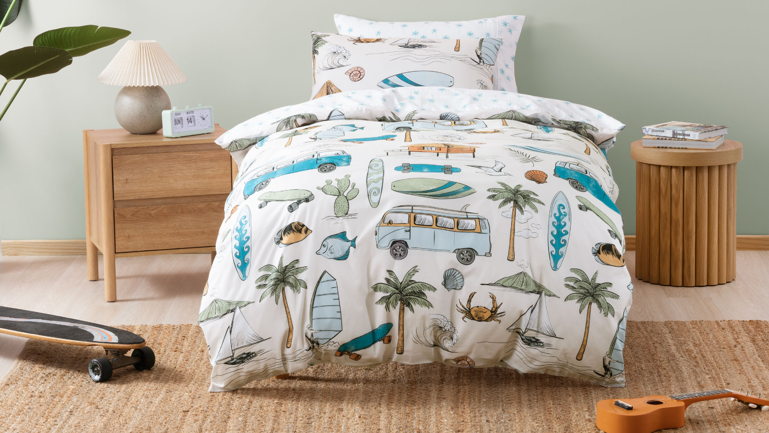 Gone Surfing Duvet Cover Set by Squiggles