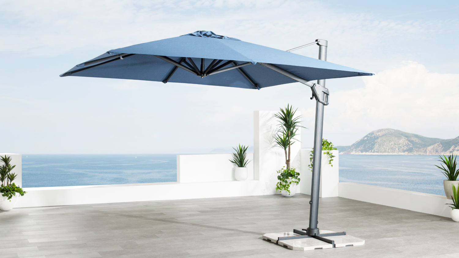 Australis Canvas Outdoor Umbrella - Azure Blue