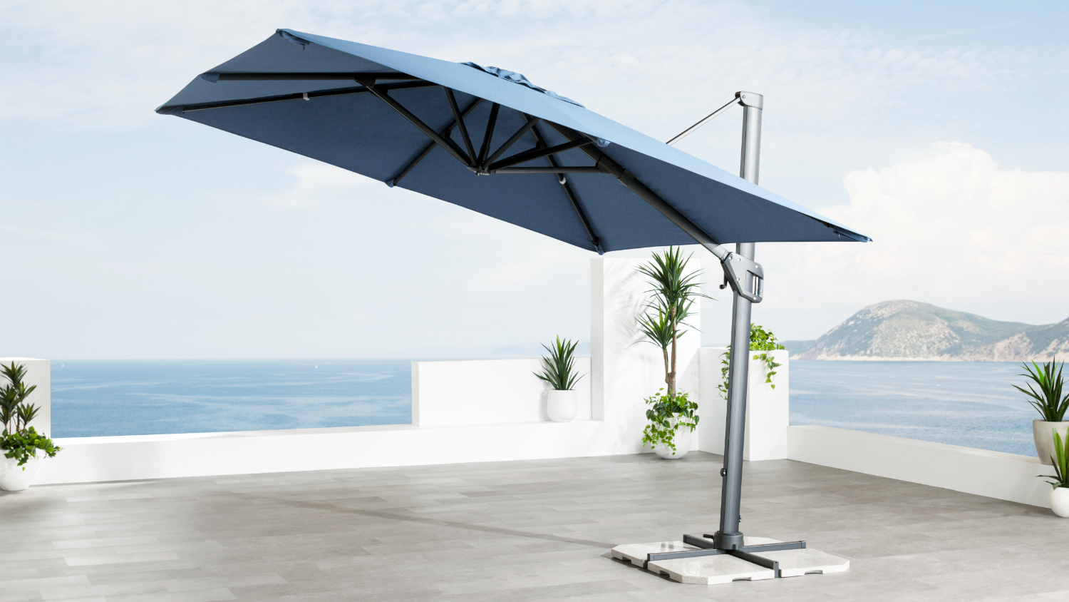 Australis Canvas Outdoor Umbrella - Azure Blue