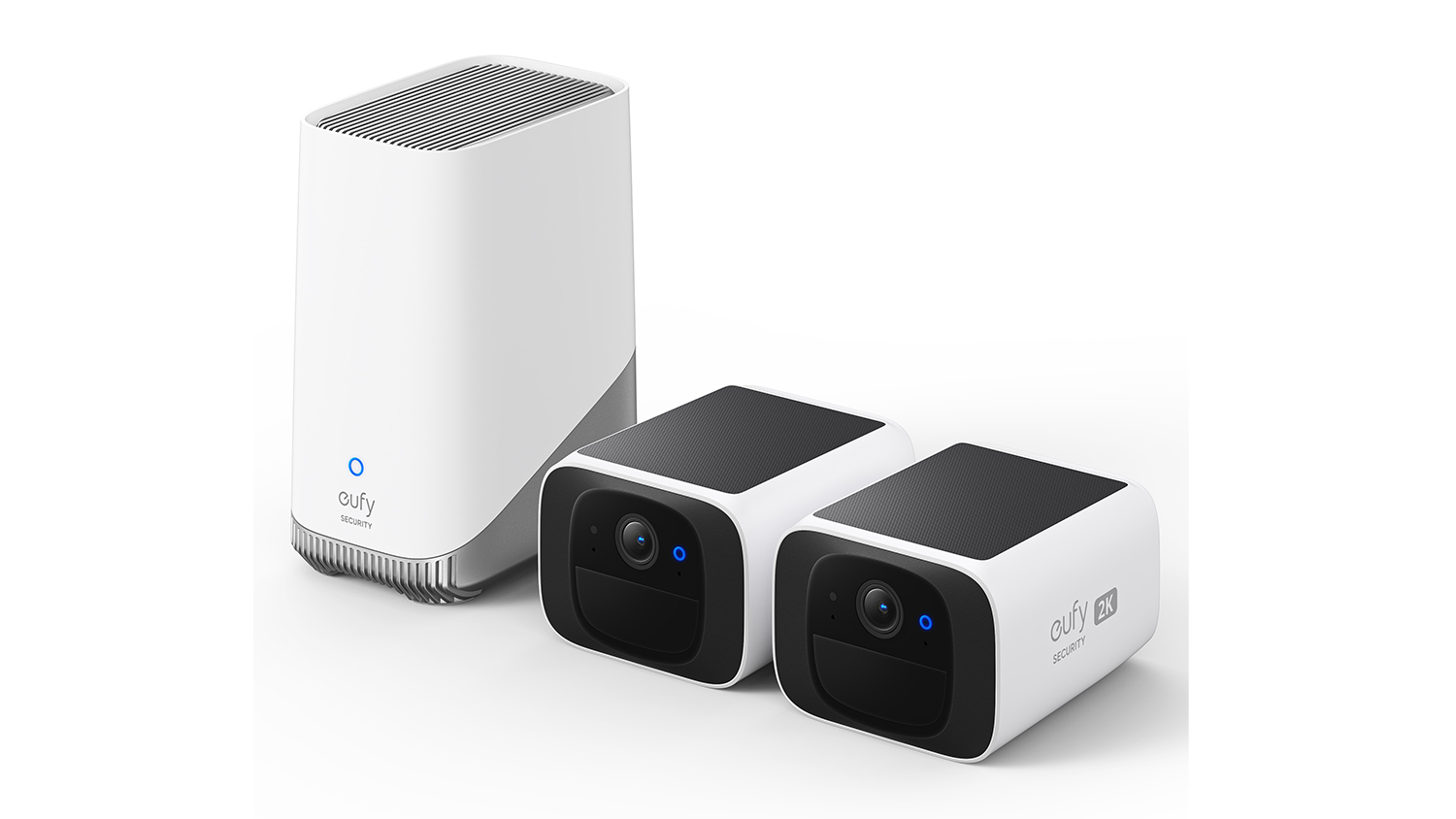 Eufy Solocam S220 2K Outdoor Wireless Smart Security Camera - 2 Pack with HomeBase3 (White)